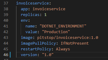 values.yaml invoiceservice