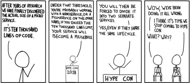 Comic about splitting microservices up in 'milliservices'
