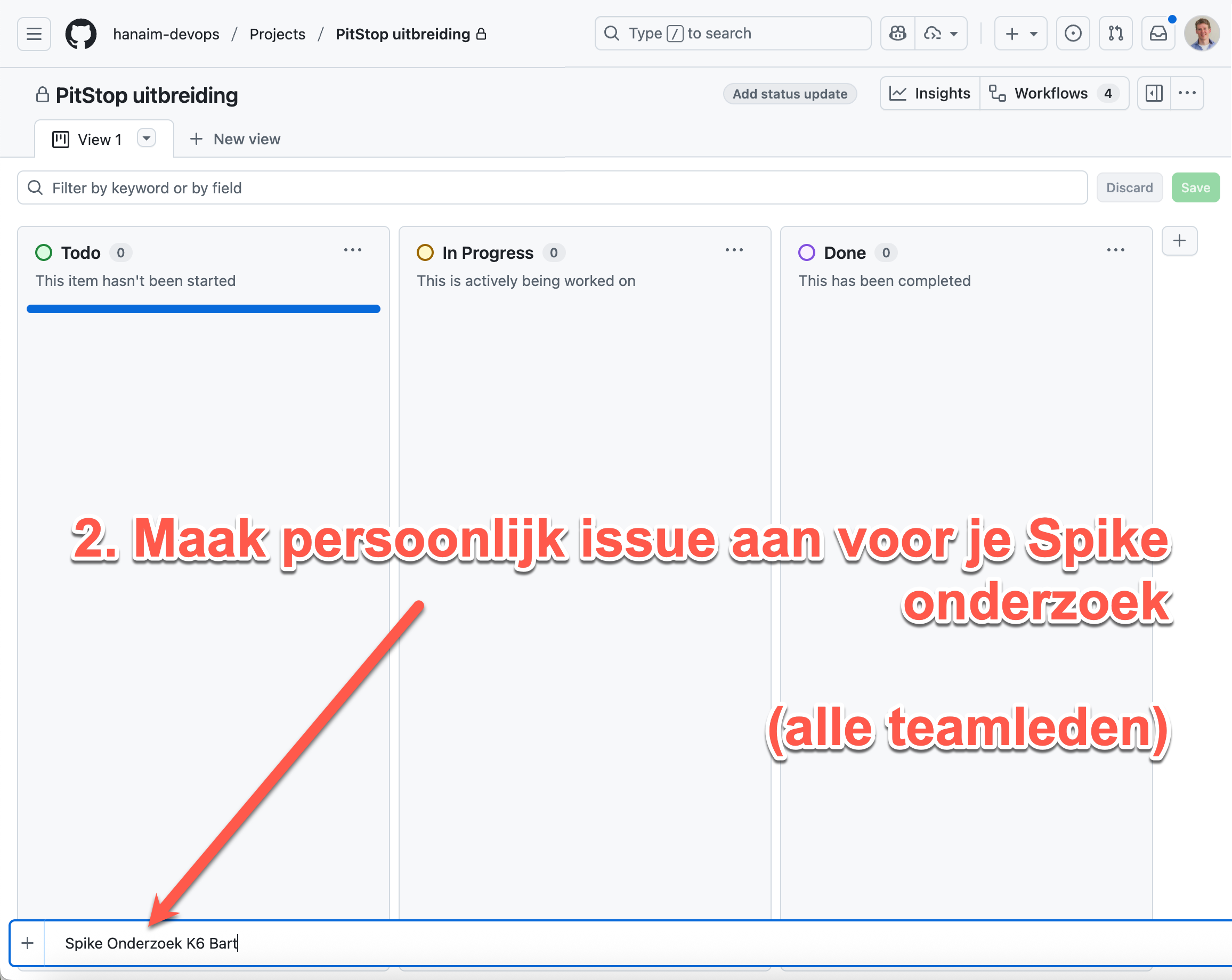 GitHub Projects – nieuw project board aanmaken